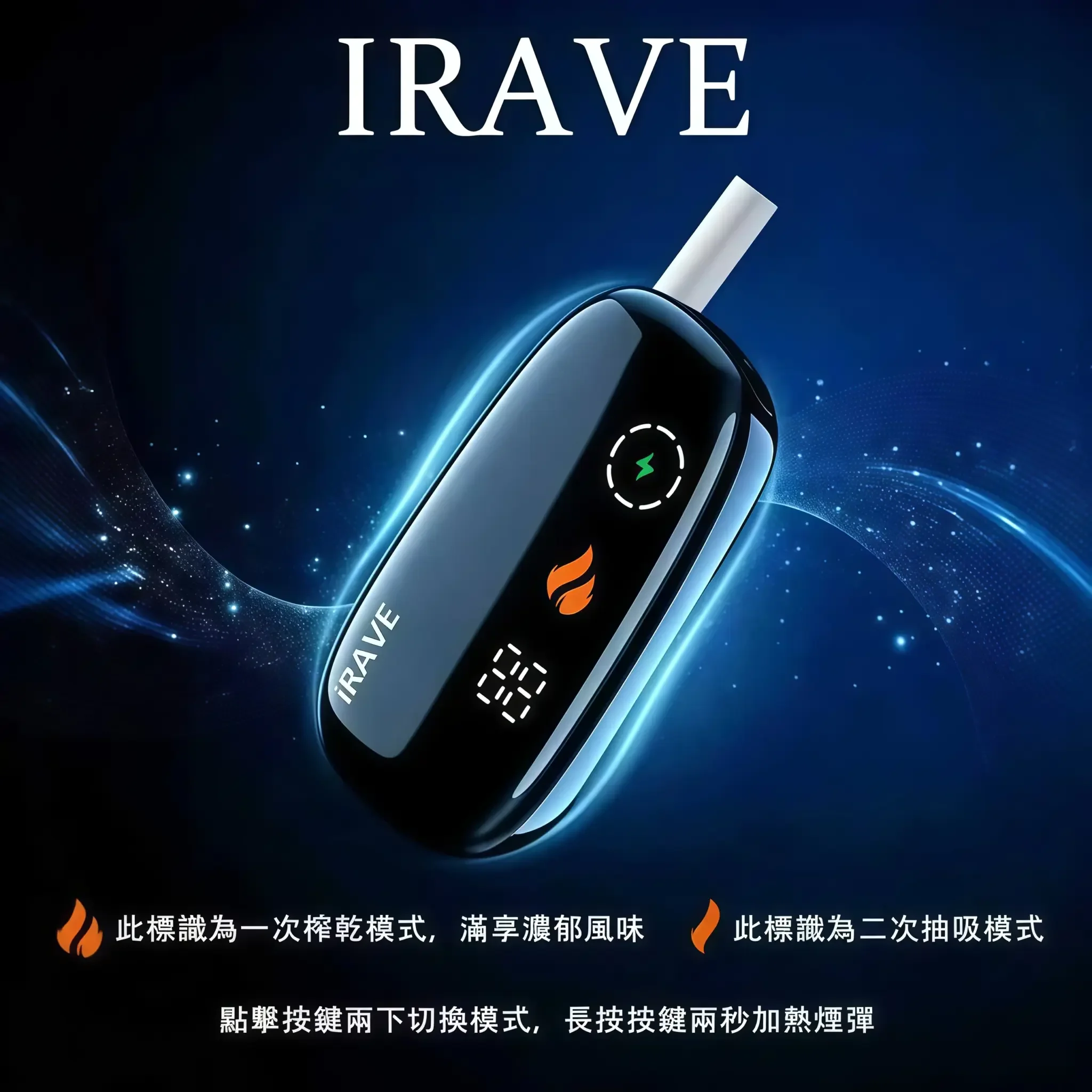 IRAVE-二回機_特色功能介紹.webp iRAVE 二回機 加熱菸主機|IQOS/TEREA 煙彈專用|雙模式切換 ・37次延長抽吸:圖片 1